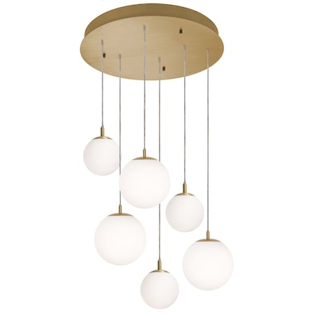 Afx Loretto 6 Light Round Pendant, Medium Base 120V, Satin Brass LRTP99MBSBRND6